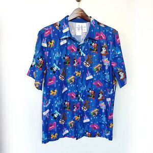 Disney Joey Chou Blue Button Down Shirt Size Medium New With Tags